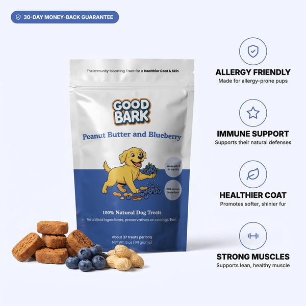 Peanut Butter and Blueberry Treats - Good Bark